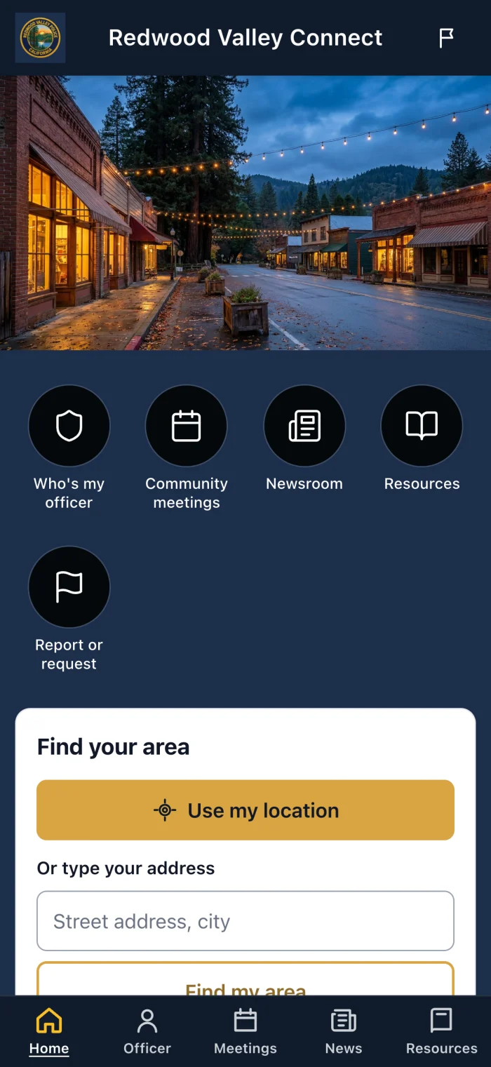 Community resident app home screen
