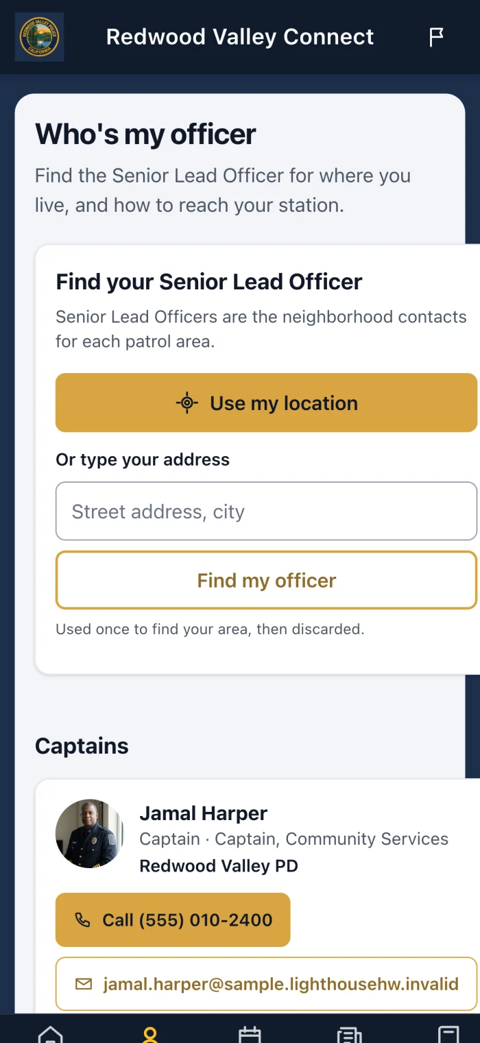Neighborhood officers in the community app